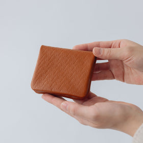 COSMIC WONDER monogram embossed light leather bifold coin case