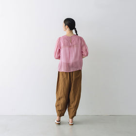 【SALE】 Gauze# ギャザースリーブブラウス