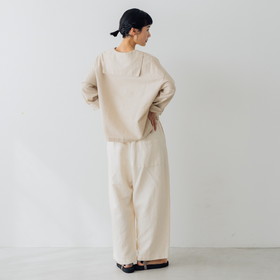 くらすこと +to コットンリネンデニムワイドパンツ