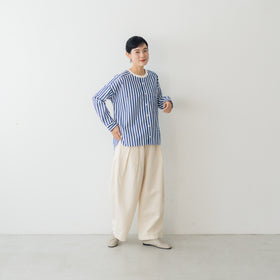 UNIVERSAL TISSU タイプライター ストライプ バーバーワーキングシャツ