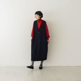 atelier naruse コットンウールヘリンボーンジャンパースカート