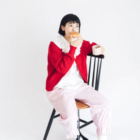 pot and tea ハンド刺繍綿カーディガン