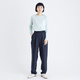fruits of life キュプラテーパードパンツ 紺ねず色／ネイビー