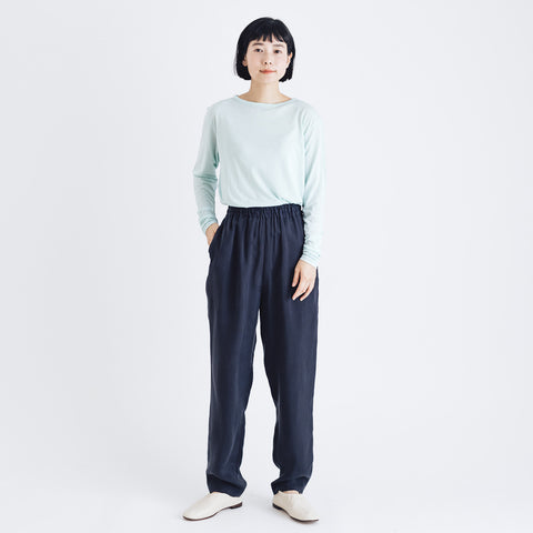 fruits of life キュプラテーパードパンツ 紺ねず色／ネイビー