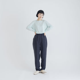 fruits of life キュプラテーパードパンツ 紺ねず色／ネイビー