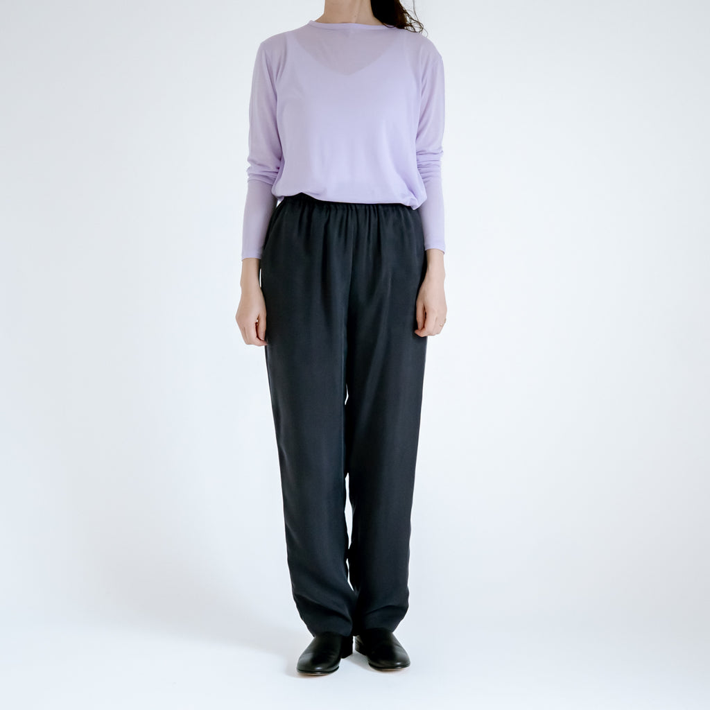 fruits of life キュプラテーパードパンツ 紺ねず色／ネイビー
