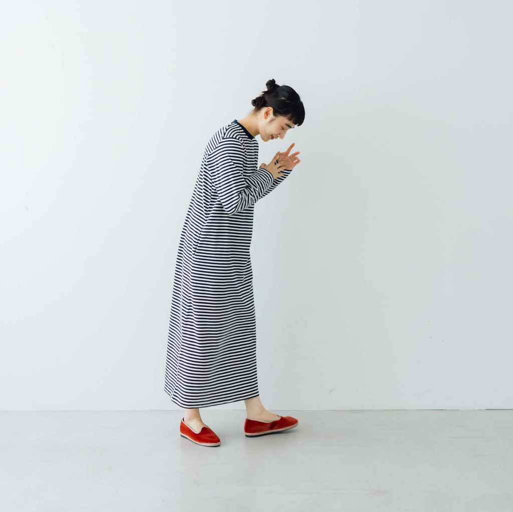 YAECA ムラ糸Tシャツ ロングスリーブワンピース