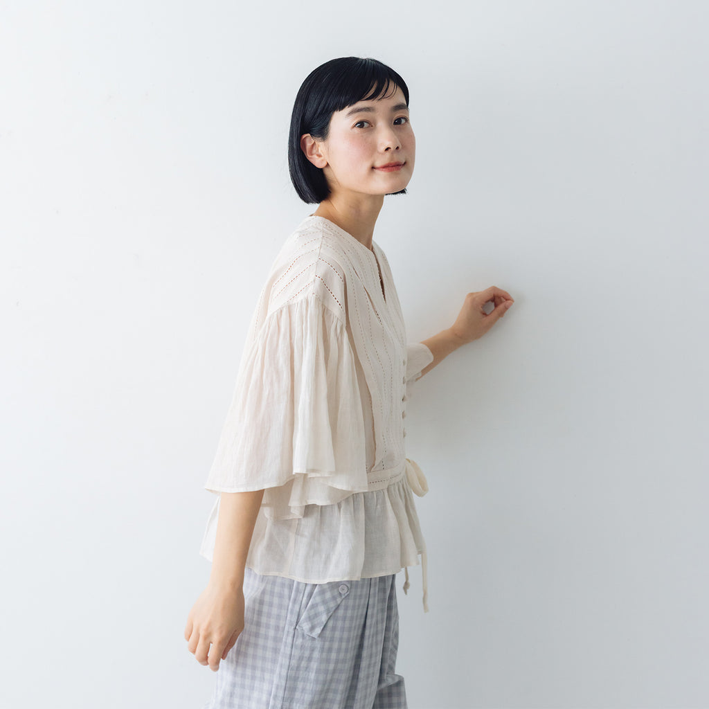 MAGALI コットンレース カシュクールブラウス