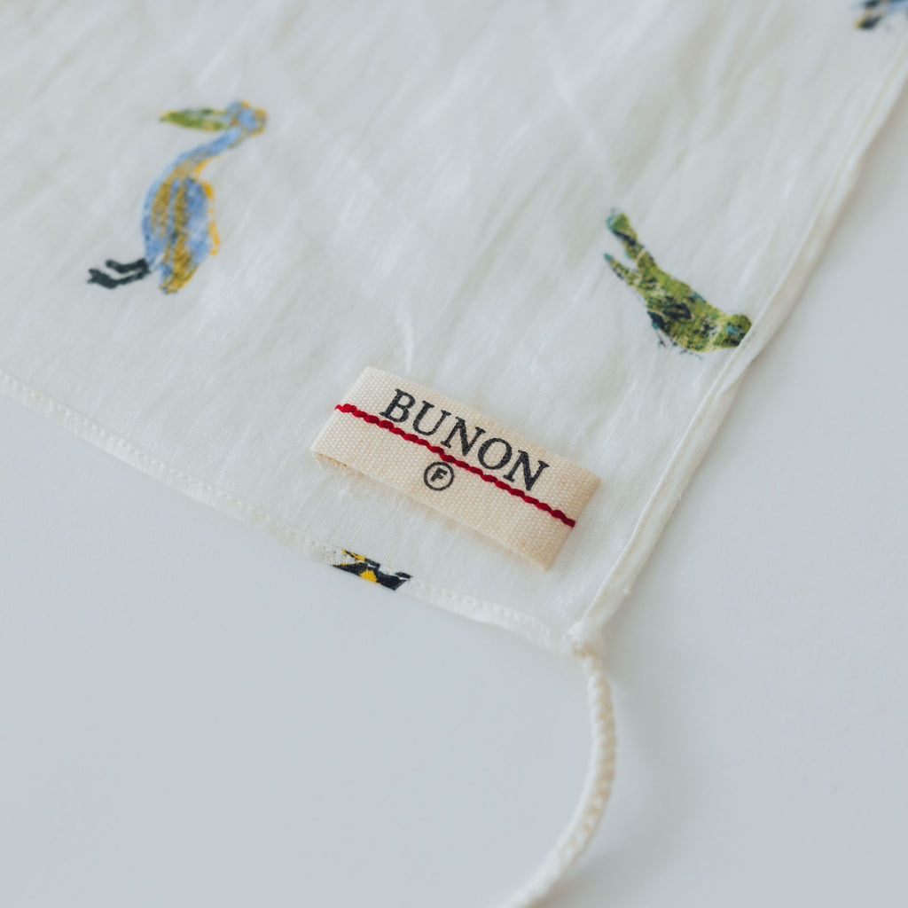 BUNON タッセルスカーフ バードプリント