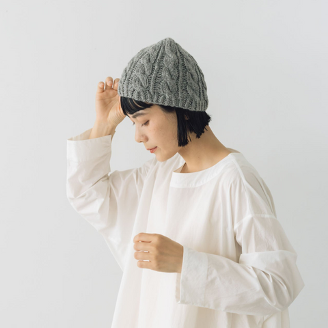 yourwear カシミヤケーブルニットキャップ ライトグレー［完売］