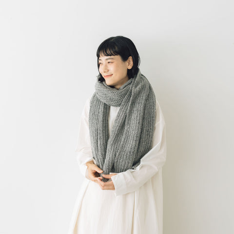 yourwear カシミヤリブステッチストール ライトグレー［完売］