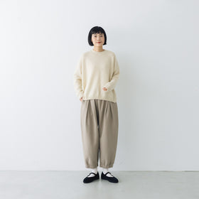 evam eva ブラッシュドコットン クロップドパンツ グレージュ