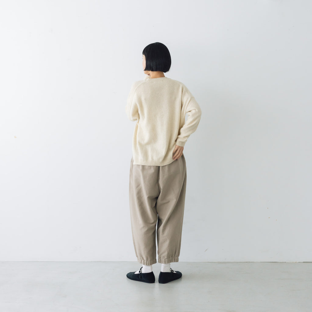 evam eva ブラッシュドコットン クロップドパンツ グレージュ