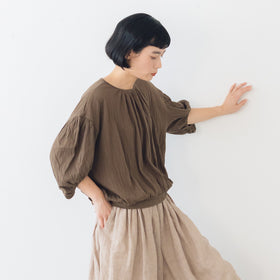 【SALE】 Gauze# オーバルブラウス