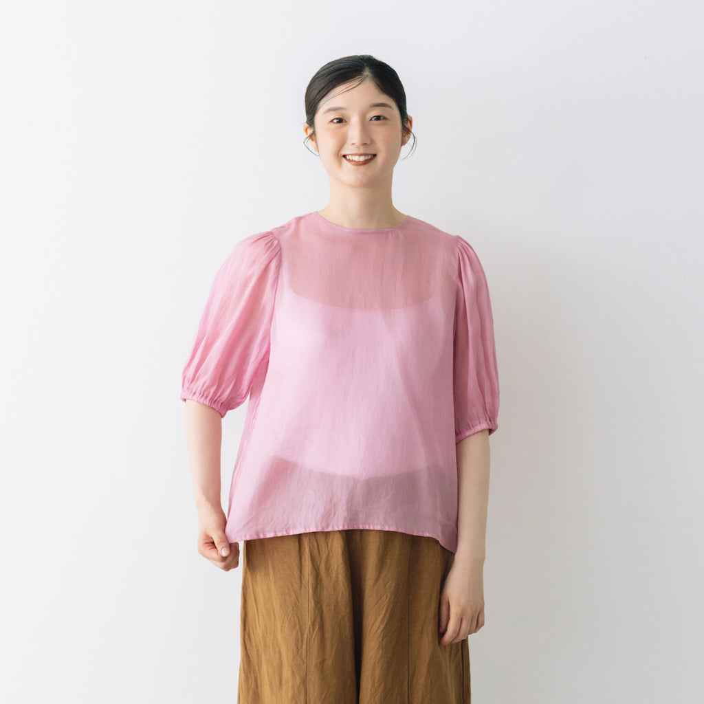 【SALE】 Gauze# ギャザースリーブブラウス
