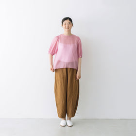 【SALE】 Gauze# ギャザースリーブブラウス