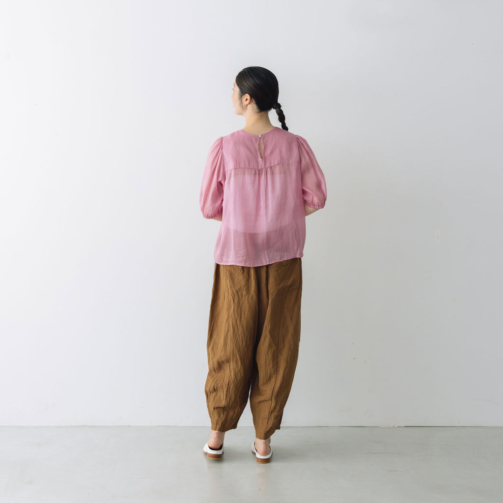 【SALE】 Gauze# ギャザースリーブブラウス