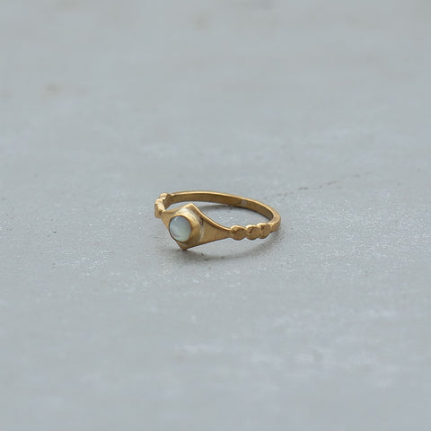 SURUME. Shave Stone Thin Ring White shell #9