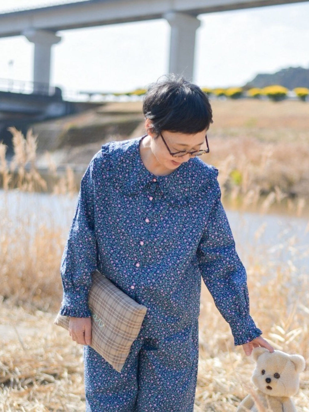 pot and tea NEW花柄衿フリルブラウス［期間限定販売］