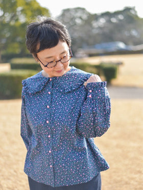 pot and tea NEW花柄衿フリルブラウス［期間限定販売］