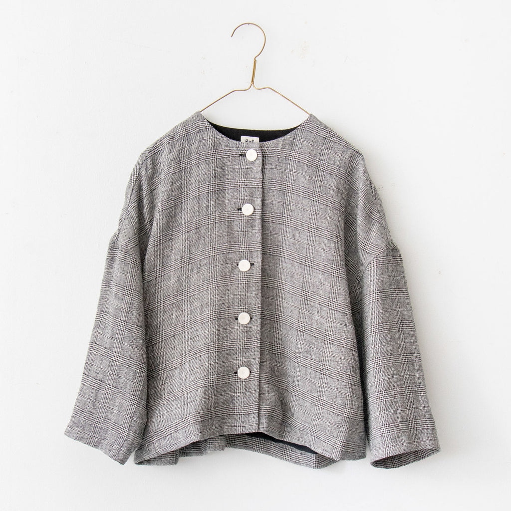 pot and tea シルク麻グレンチェックジャケット［期間限定販売］