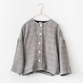 pot and tea シルク麻グレンチェックジャケット［期間限定販売］