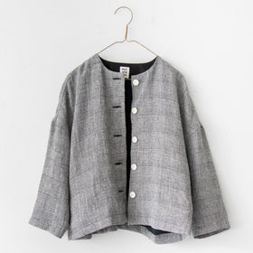 pot and tea シルク麻グレンチェックジャケット［期間限定販売］