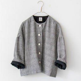 pot and tea シルク麻グレンチェックジャケット［期間限定販売］