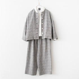 pot and tea シルク麻グレンチェックワイドパンツ［期間限定販売］