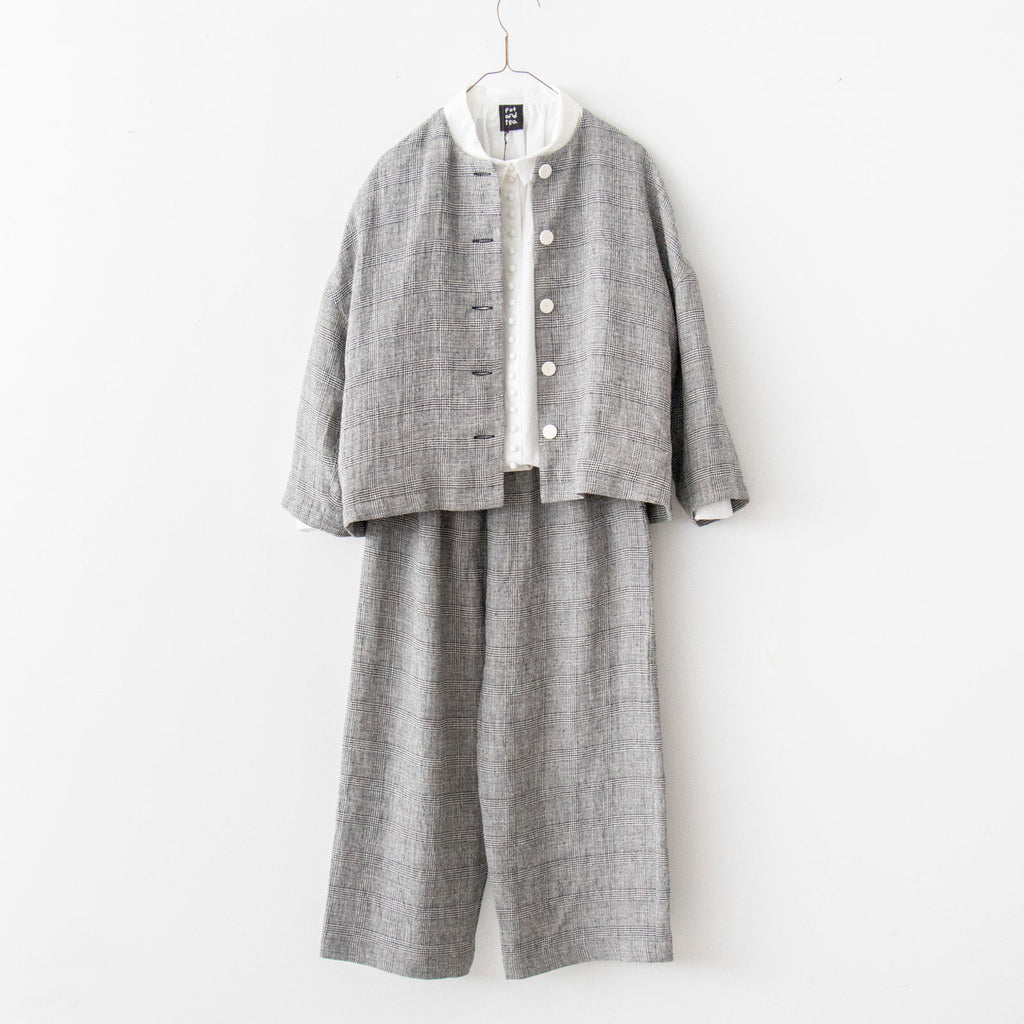 pot and tea シルク麻グレンチェックジャケット［期間限定販売］