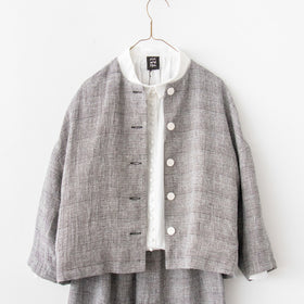 pot and tea シルク麻グレンチェックジャケット［期間限定販売］