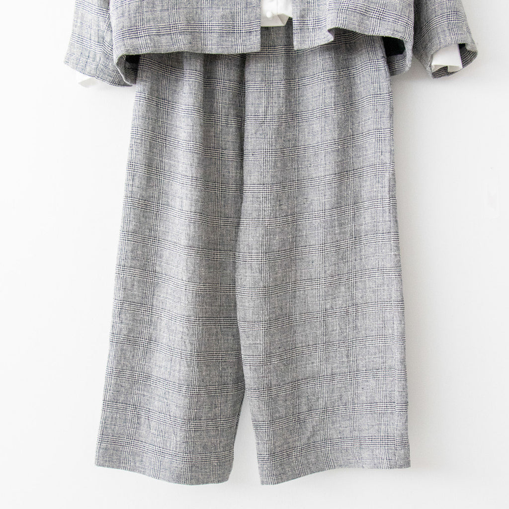 pot and tea シルク麻グレンチェックワイドパンツ［期間限定販売］