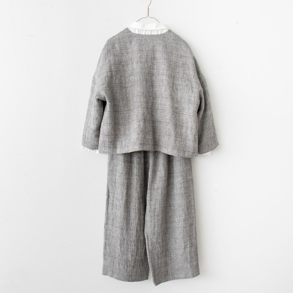 pot and tea シルク麻グレンチェックワイドパンツ［期間限定販売］