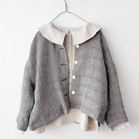 pot and tea シルク麻グレンチェックジャケット［期間限定販売］