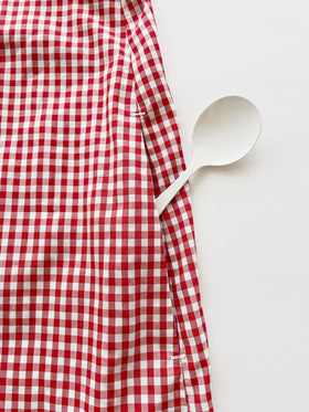 pot and tea チェック柄釦たくさん襟付きワンピース［期間限定販売］