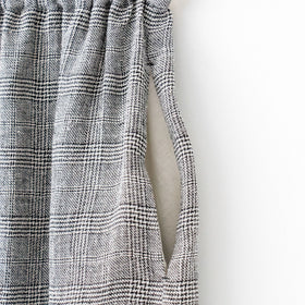 pot and tea シルク麻グレンチェックワイドパンツ［期間限定販売］