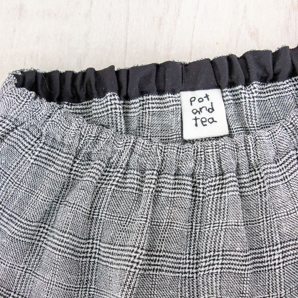 pot and tea シルク麻グレンチェックワイドパンツ［期間限定販売］