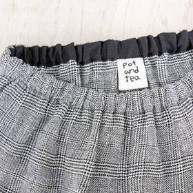 pot and tea シルク麻グレンチェックワイドパンツ［期間限定販売］