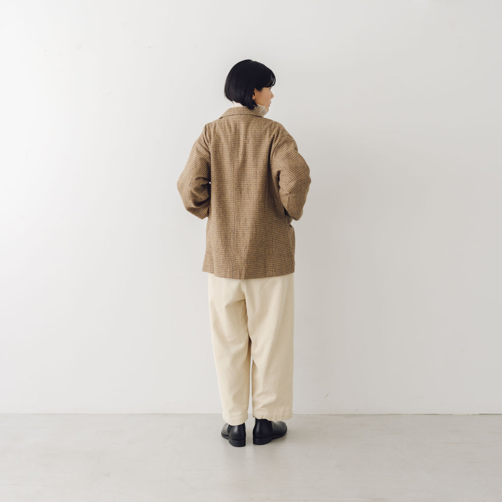 Honnete ショートコートジャケット コットンウールツイル