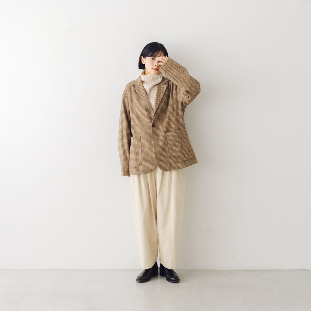 Honnete ショートコートジャケット コットンウールツイル