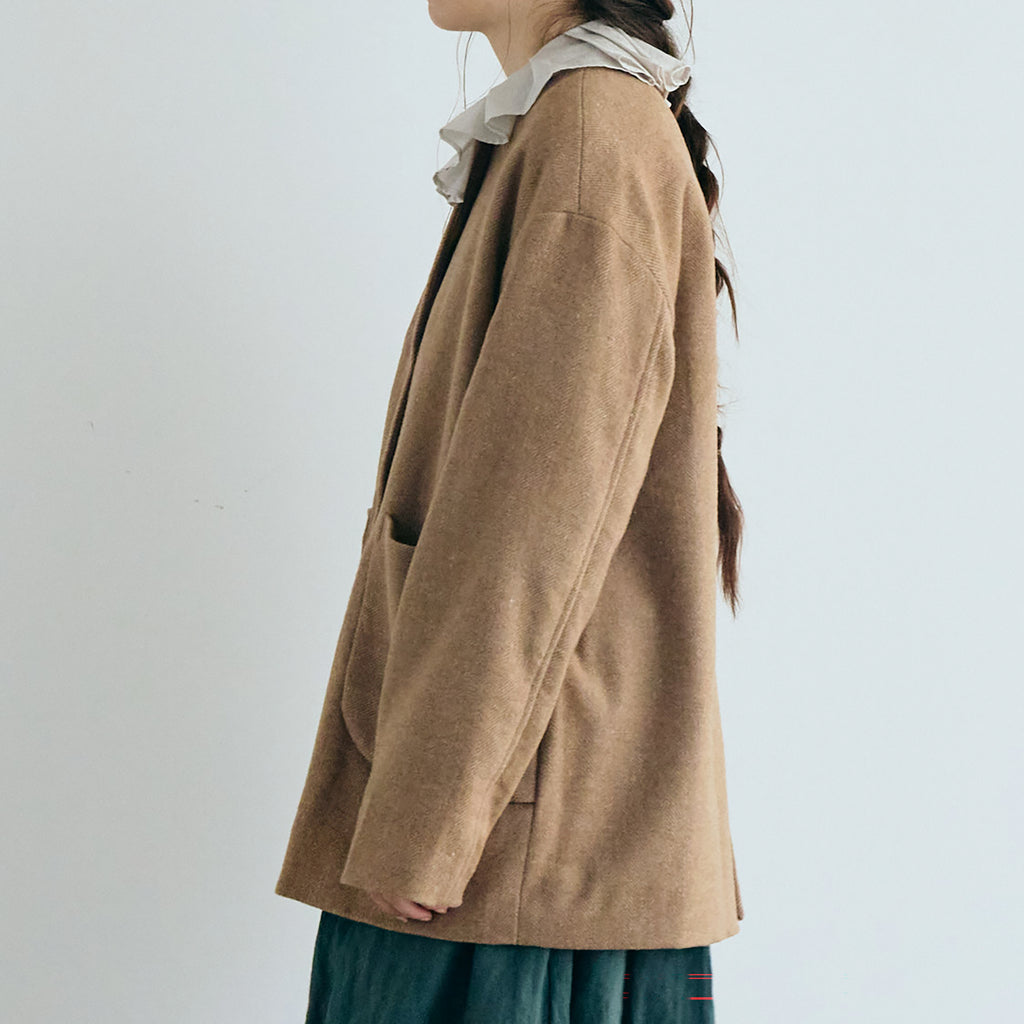 MAGALI ウールリネンヘリンボン ミディアムジャケット