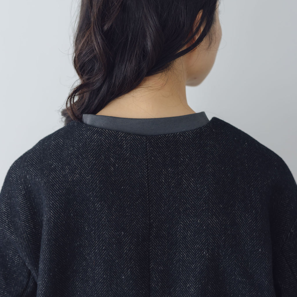 MAGALI ウールリネンヘリンボン ミディアムジャケット
