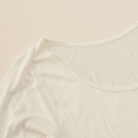 金伴繊維 シルクの8分袖シャツ 縫い糸までシルク100％