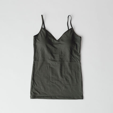 くらすこと オーガニックコットン 寄りそいブラキャミソール OLIVE オリーブ（1）