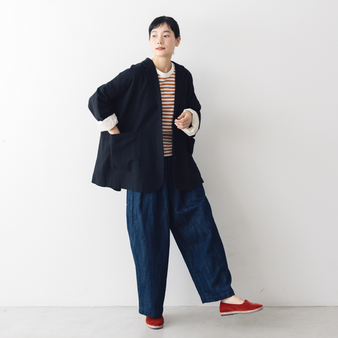 くらすこと ＋to コットンリネンデニムワイドパンツ