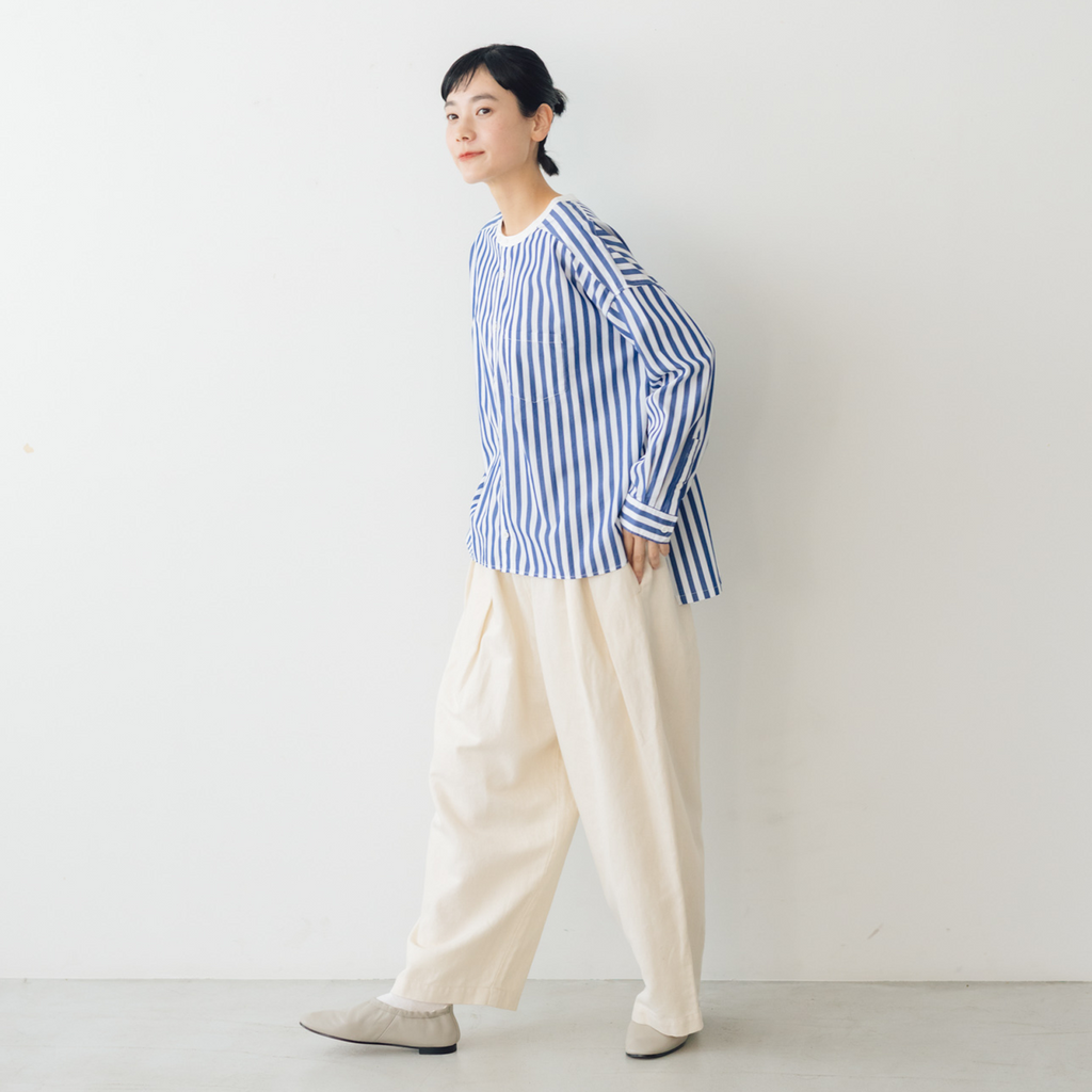 くらすこと ＋to コットンリネンデニムワイドパンツ