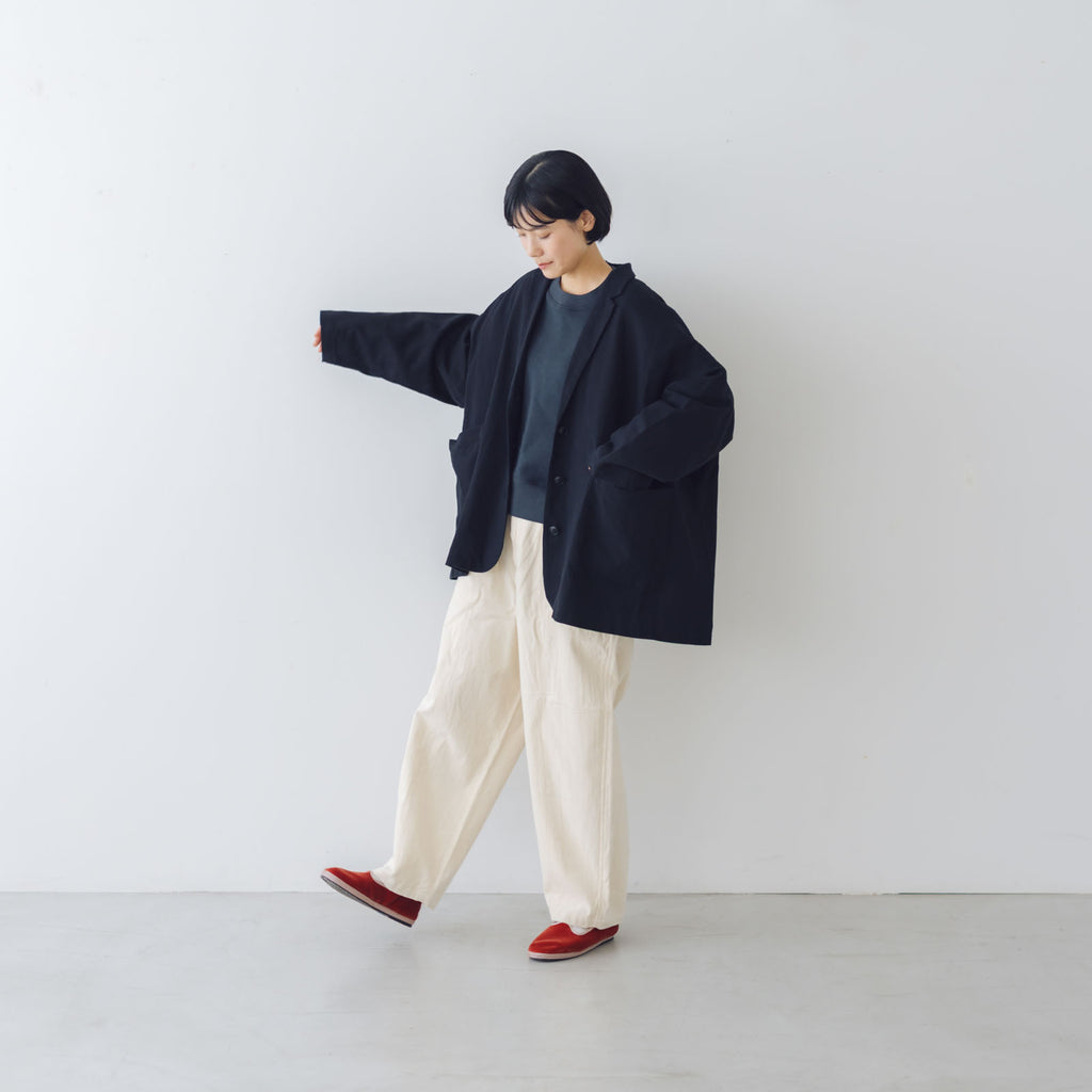 くらすこと ＋to コットンリネンデニムワイドパンツ