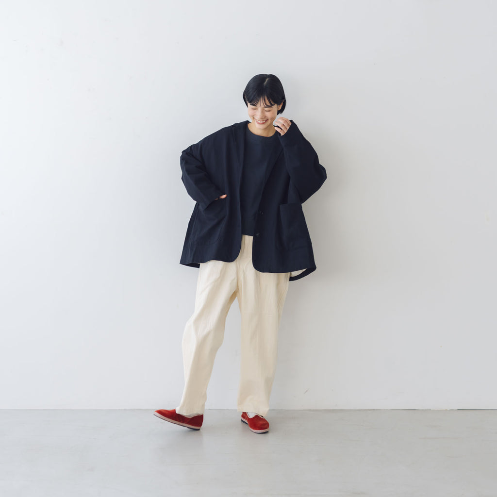 くらすこと ＋to コットンリネンデニムワイドパンツ