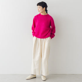 くらすこと ＋to コットンリネンデニムワイドパンツ