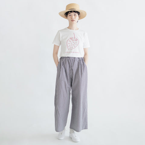 pot and tea チェック柄シンプルワイドパンツ（M）